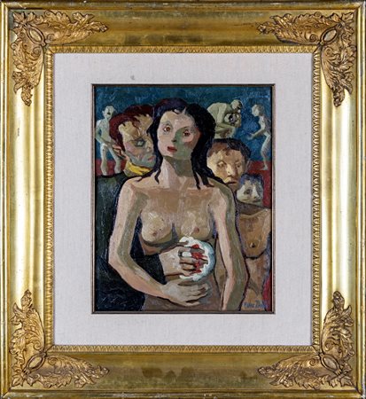 Pino Ponti (Venezia, 1905 - Milano, 1999) Addii 1945 Olio su tavola cm 50x40...