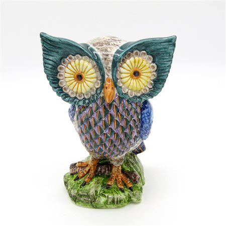 Ceramiche Artistiche Di Martino - Civetta triangoli celeste