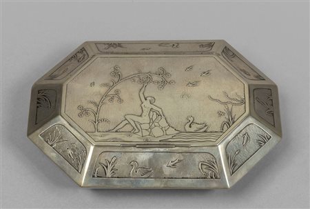 Scatola in argento decò, bolli del fascio, Milano 