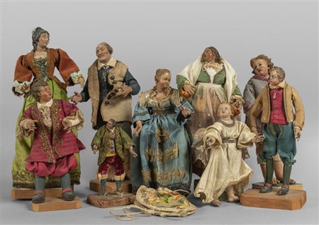 Nove statuine da presepe, sec.XVIII