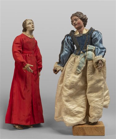 Due statuine da presepe, sec.XVIII<br>h.cm.45