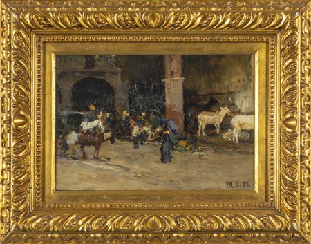 LORENZO DELLEANI (1840-1908) <br>Il mercato del 