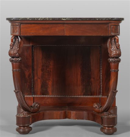 Console Carlo X in mogano, gambe intagliate a 