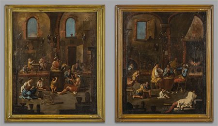 Scuola genovese sec.XVIII "Interni di fucina con 