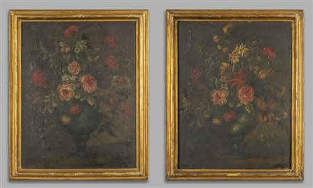 Scuola lombarda sec.XVIII "Vasi di fiori" coppia 