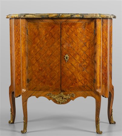 Credenza Napoleone III lastronata in legni vari, 