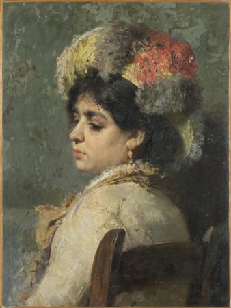 Scuola veneta sec.XIX "Un cappello bianco e 