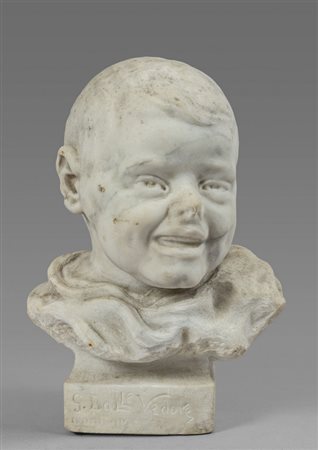Fanciullo sorridente, scultura in marmo f.to 