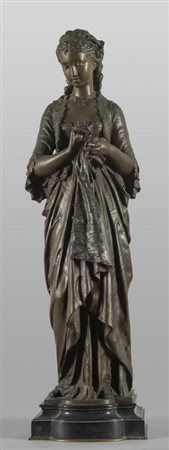 Giovane fanciulla, scultura in bronzo, base in 