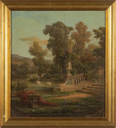 "Il giardino dei cinesi" olio su tela<br>cm. 