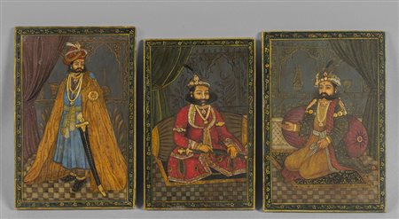 "Ritratti di Maharaja" tre placche persiane in 