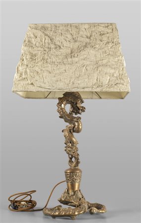 Lampada in bronzo a forma di drago, Cina 