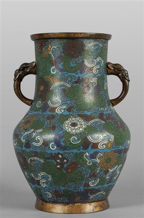 Vaso biansato in bronzo cloisonnè, Cina 
