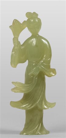 Guanin in giada, Cina sec.XX<br>h.cm.18