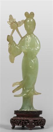 Guanin in giada, Cina sec.XX<br>h.cm.20