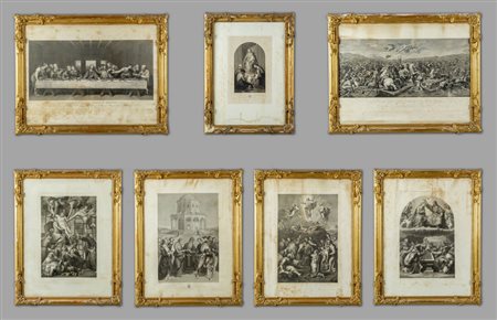 Serie di sette stampe tratte da dipinti francesi 