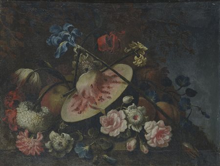 Scuola italiana del XVII secolo Nature morte Olio su tela, in cornice cm....