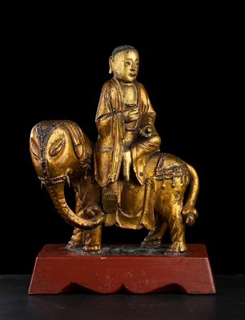 LOHAN SU ELEFANTE IN LEGNO DORATO