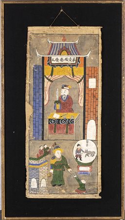 DIPINTO A INCHIOSTRO E COLORI SU CARTA CON DIVINITÀ
