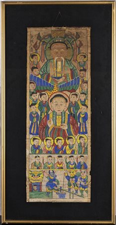 DIPINTO A INCHIOSTRO E COLORI SU CARTA CON DIVINITÀ
