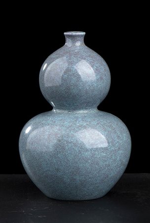 PICCOLO VASO A DOPPIA ZUCCA IN PORCELLANA CON INVETRIATURA ‘ROBIN’S EGG’