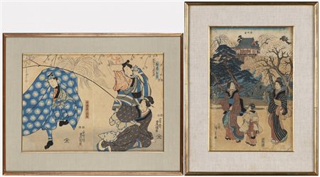 UNA STAMPA DI HIROSHIGE E UN DITTICO DI KUNISADA