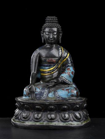 BUDDHA IN METALLO CON SMALTI CLOISONNE’