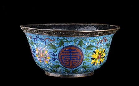 GRANDE CIOTOLA IN METALLO CON SMALTI CLOISONNÉ
