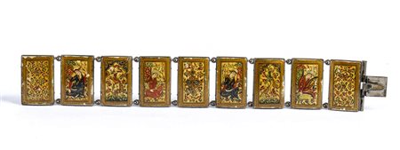 BRACCIALE IN METALLO E OSSO DIPINTO