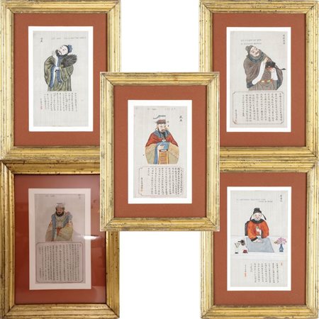 CINQUE DIPINTI SU SETA