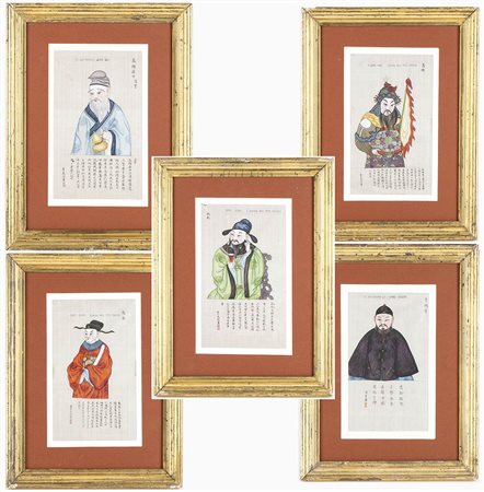 CINQUE DIPINTI SU SETA