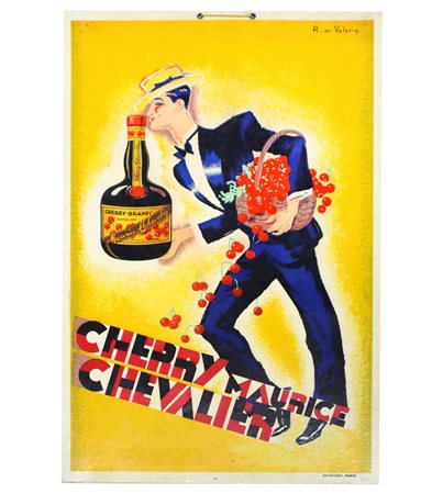 Roger De Valerio - Cartonato promozionale per il brandy Cherry Maurice Chevalier, 1935