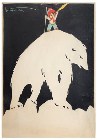 Arturo Bonfanti - Illustrzione orso polare con bambino, 40s/50s