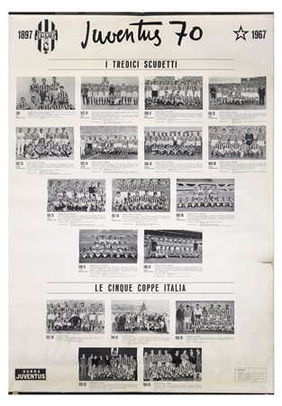 Poster plastificato Juventus 70 i tredici scudetti e le cinque coppe Italia, 1967