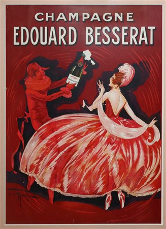 Champagne Edouard Besserat - Litrografia su cartone pressato, 1925