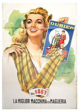 Dubied - Manifesto pubblicitario macchina per maglieria , 1950