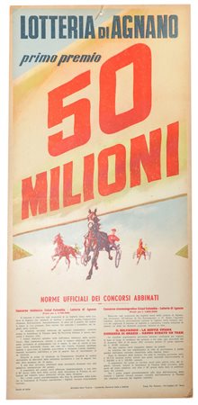 Locandina Cartonata Lotteria di Agnano, 1954