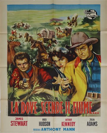 Manifesto cinema due fogli ''La' dove scende il fiume...'', 1960