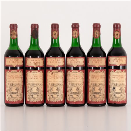  
Lotto di 6 bottiglie Valpolicella Santa Sofia Amaro Riserva 1962
 
