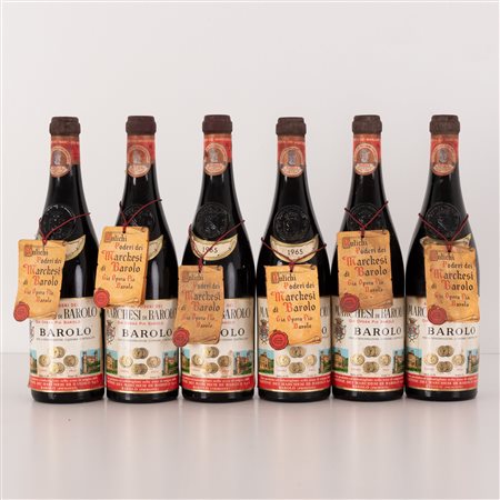  
Lotto di 6 bottiglie Barolo Cantine dei Marchesi di Barolo 1965
 