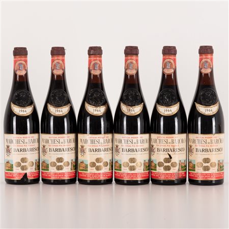  
Lotto di 6 bottiglie Barbaresco Antichi Poderi dei Marchesi di Barolo già Opera Pia Barolo 1964
 