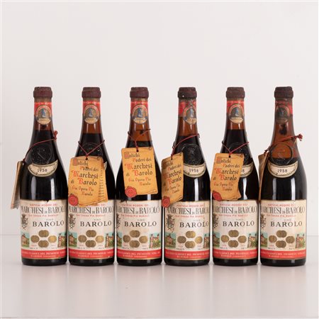  
Lotto di 6 bottiglie Barolo Antichi Poderi dei Marchesi di Barolo già Opera Pia Barolo 1958
 