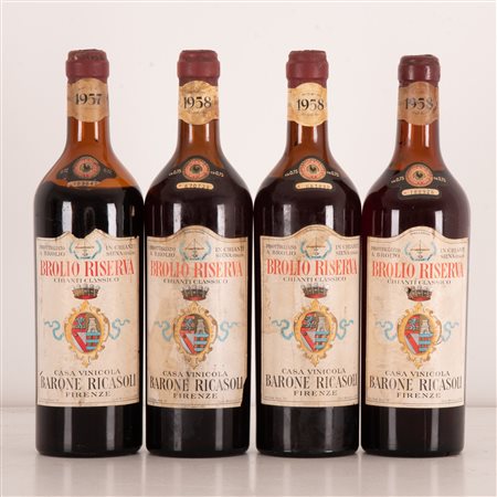  
Lotto di 4 bottiglie Chianti Brolio Casa vinicola Barone Ricasoli 1938
 