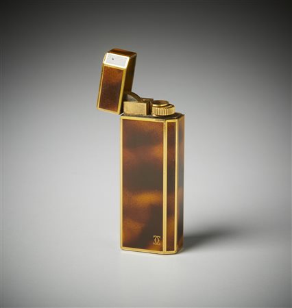 CARTIER  - Accendino Cartier 5 facce in oro e lacca con custodia originale. .