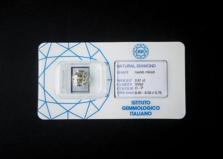  . - Diamante, 2,81 ct. 
Forma rotonda, taglio misto. OP color. .