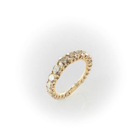 Anello in oro rosa e diamanti fancy brown taglio brillante