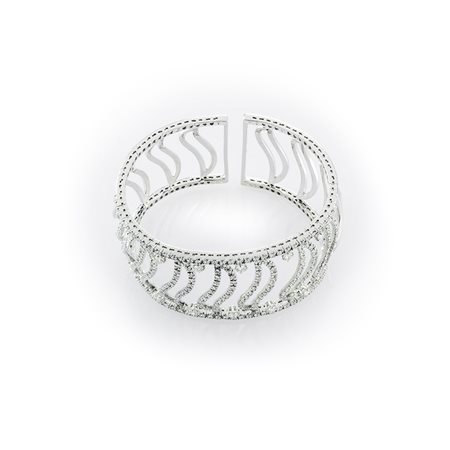 Bracciale rigido  in oro bianco e diamanti bianchi