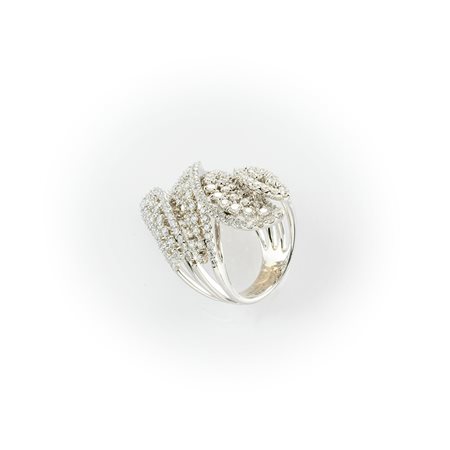 Anello fantasia Gismondi in oro bianco con diamanti bianchi taglio brillante