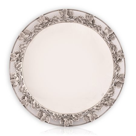 Centrotavola basso tondo con cesello frutta in argento