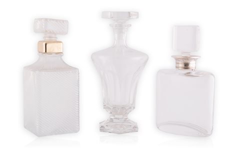 Lotto di 3 bottiglie da Whisky in cristallo